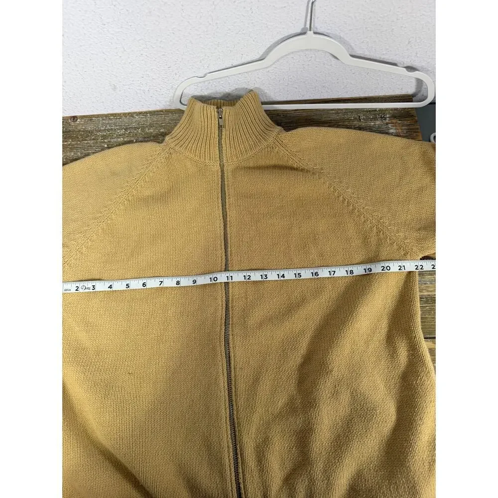 J Crew‎ Camel Zip Sweater Mens Old Money Quiet Luxury Large Preppy Minimal Y2K